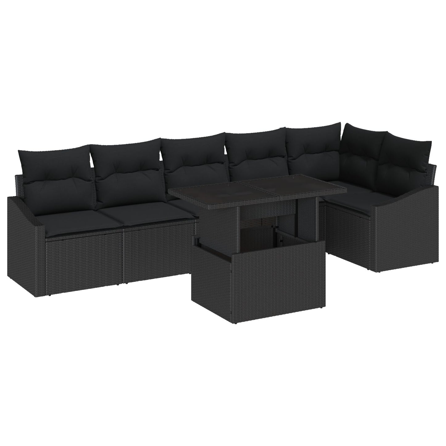 Tuin Sofa Set Set Van 7 Zwart Poly Rattan Tuin Sofa Set
