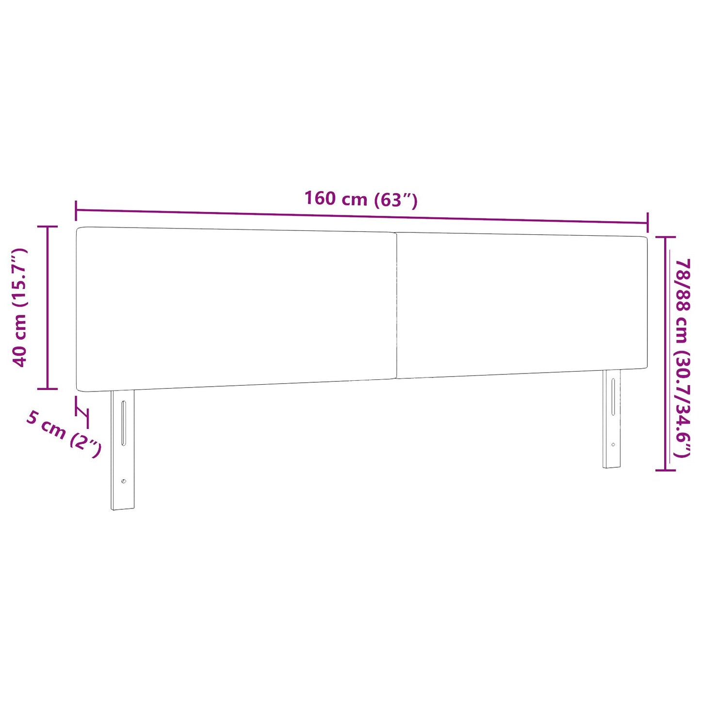 Hoofdbord Eenvoudig Ontwerp Kordon Stof Crème 160 cm Laag hoofdbord