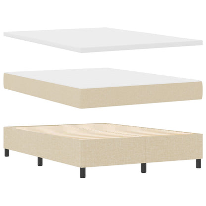 Boxspringbed Met Matras En Bank In Kleur Van Stof Crème 160 x 200 cm Lijnen ontwerp