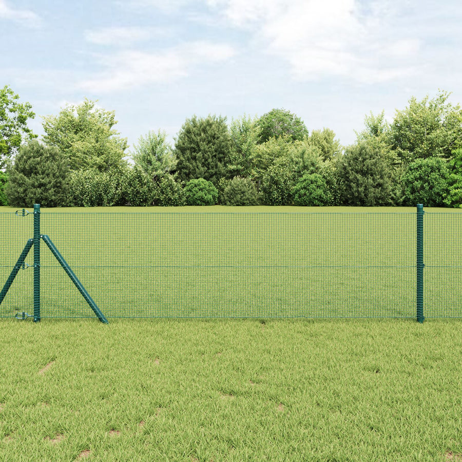 Gelaste Draadhek Met 7 Palen Groen 0,4X10 M Staal Gegalvaniseerd Staal