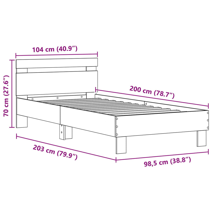 Bedframe Met Led-Verlichting Artisan Eiken Ambachtelijk Eiken 100 x 200 cm