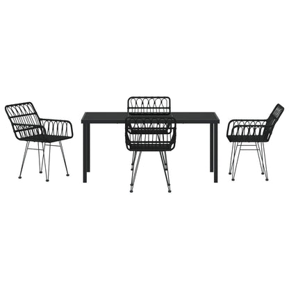 5-Delige Tuin Eetset Zwarte Poly Rattan