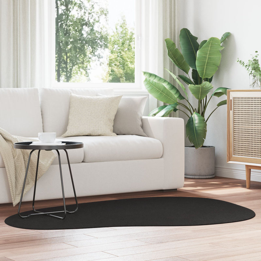 Vloerkleden Polyester Vloerkleden Anders Zwart 120 x 170 cm Ovaal-Golfrand