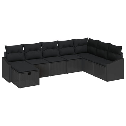 8-Delige Tuin Sofa Set Met Kussens Zwart Poly Rattan Wit