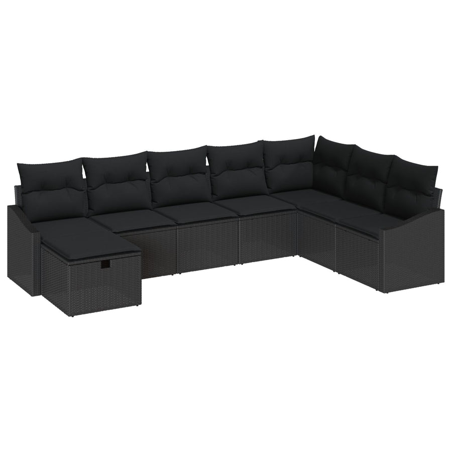 8-Delige Tuin Sofa Set Met Kussens Zwart Poly Rattan Wit