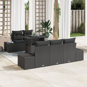 Loungeset 6-delig polyrattan zwart