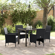 Tuin eettafelset poly rattan zwart 4 personen