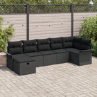 Tuin loungeset 7-delig polyrattan zwart
