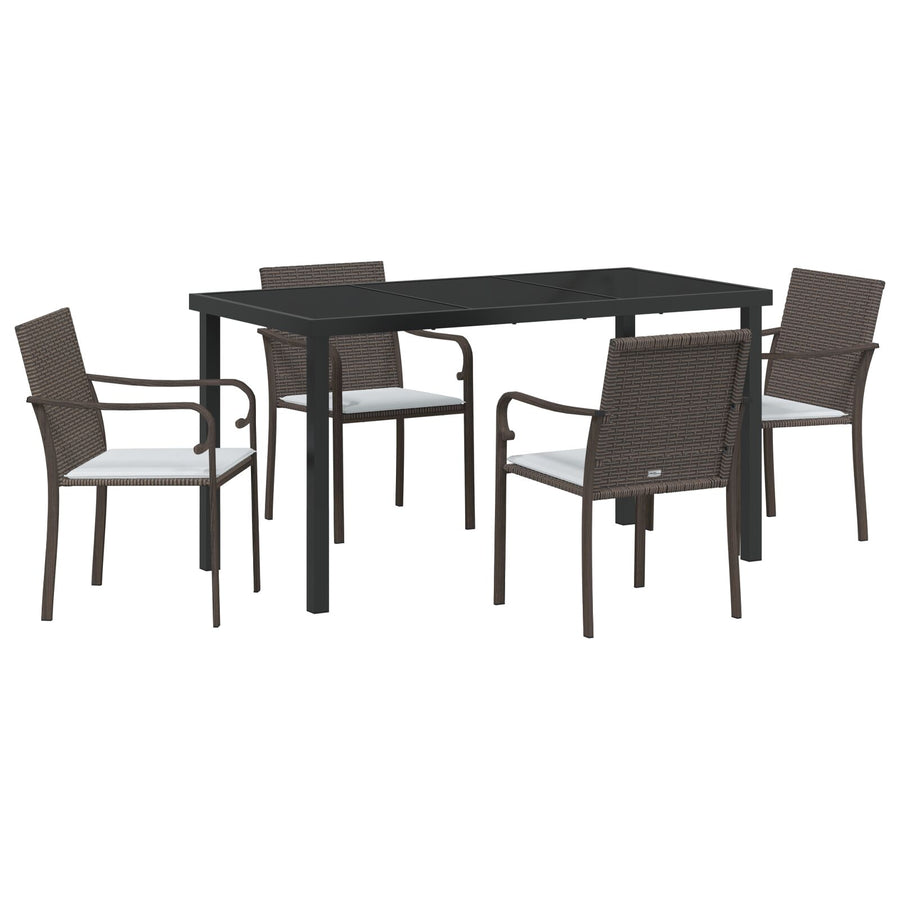 5-Delige Tuinset Met Kussens Poly Rattan 4-Persoons Bruin 140 cm
