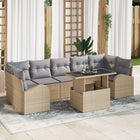 Garden Sofa Set with cushion 8 pcs Beige Poly Rattan