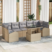 Loungeset polyrotan 8-delig beige