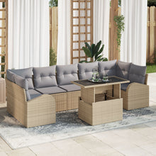 8-Delige Tuin Sofa Set Met Kussens Beige Poly Rattan