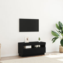 Tv-Meubel Met Led-Verlichting Zwart Eiken 80X35X40 Cm Bewerkt Hout