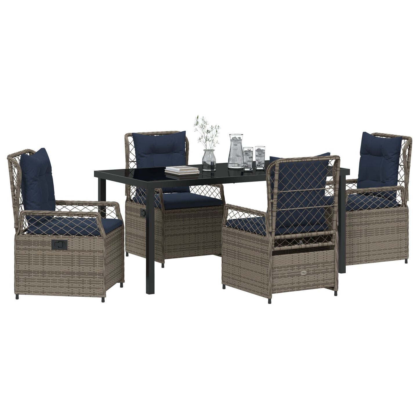 5 Delige Tuin Eetset Grijze Poly Rattan