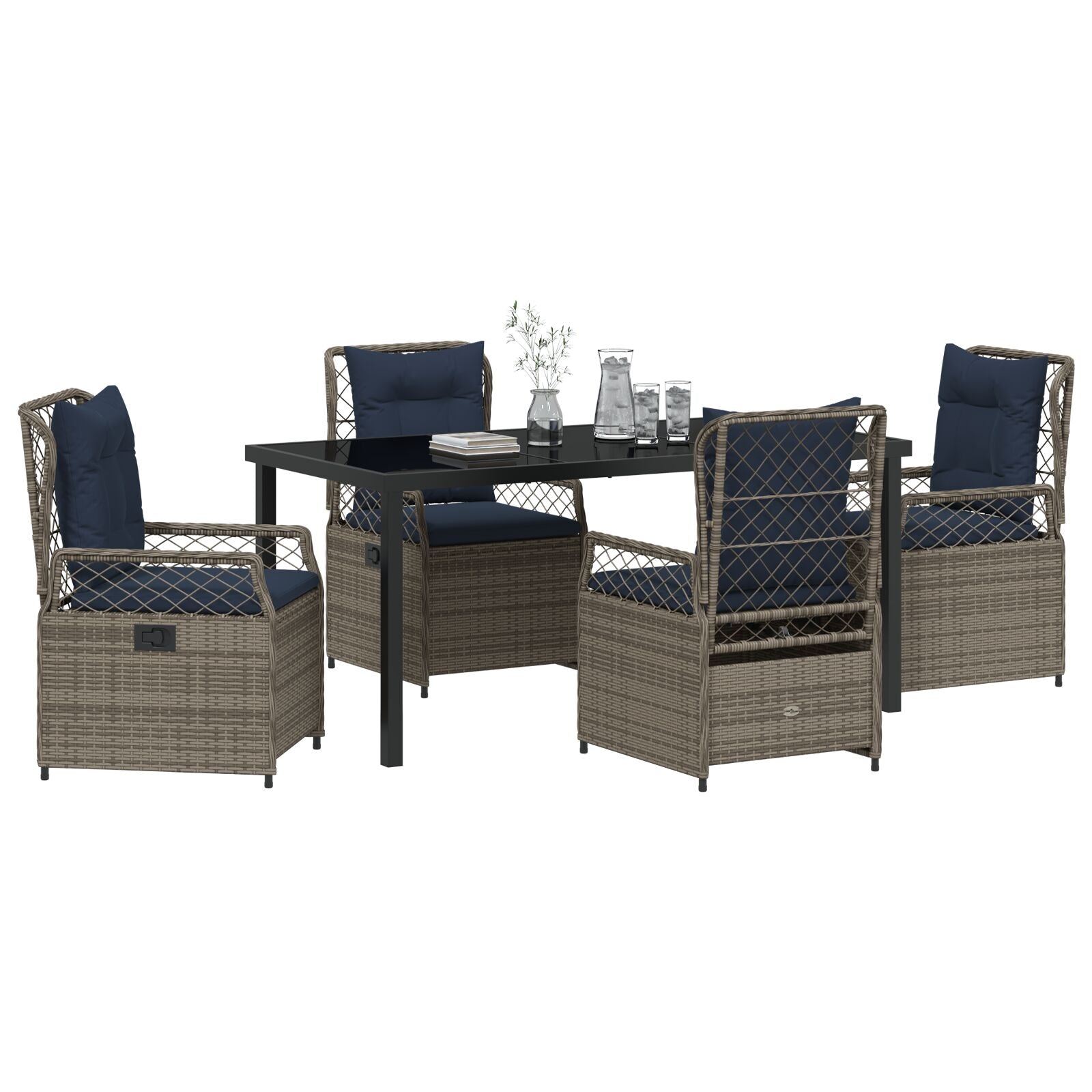 5 Delige Tuin Eetset Grijze Poly Rattan