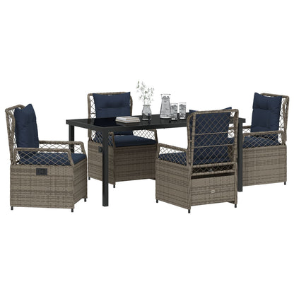 5 Delige Tuin Eetset Grijze Poly Rattan