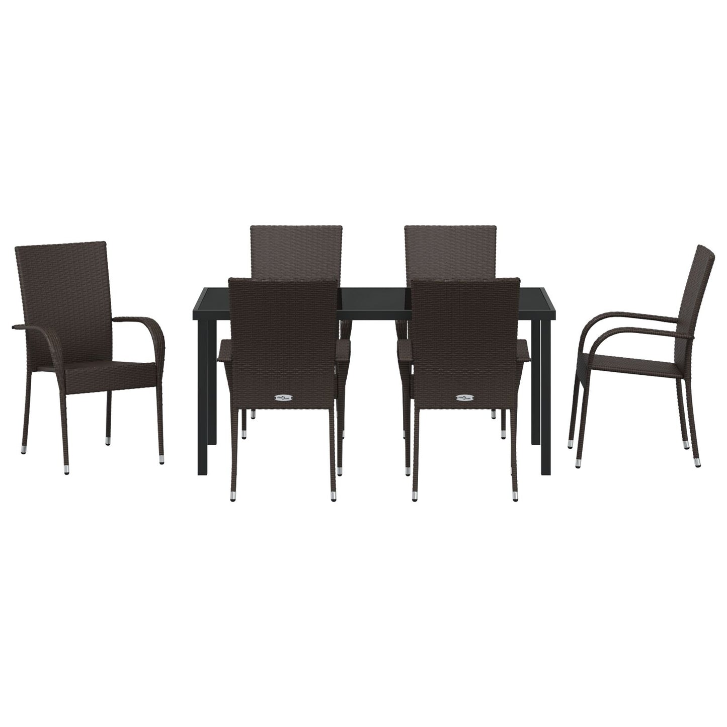 7-Delig Tuin Eetset Bruin Poly Rattan