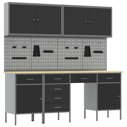 10-Delig Werkbank Set Zwart Staal