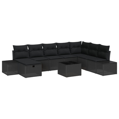 Tuin Sofa Set Set Van 9 Zwart Riet En Staal Tuin Sofa Set Wit