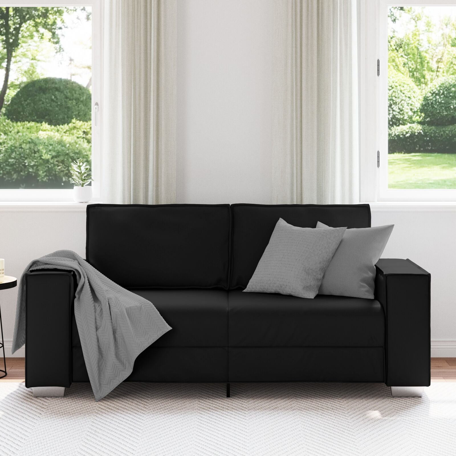 Love Seat Sofa Kunstleer Zwart 140 cm