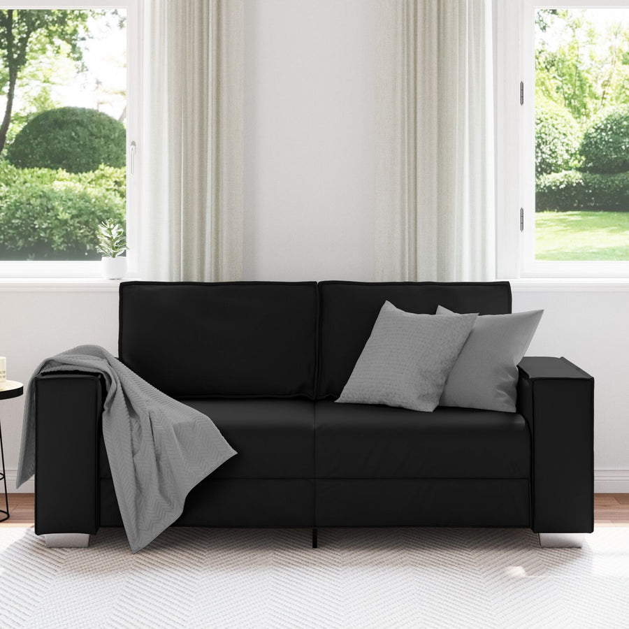 Love Seat Sofa Kunstleer Zwart 140 cm