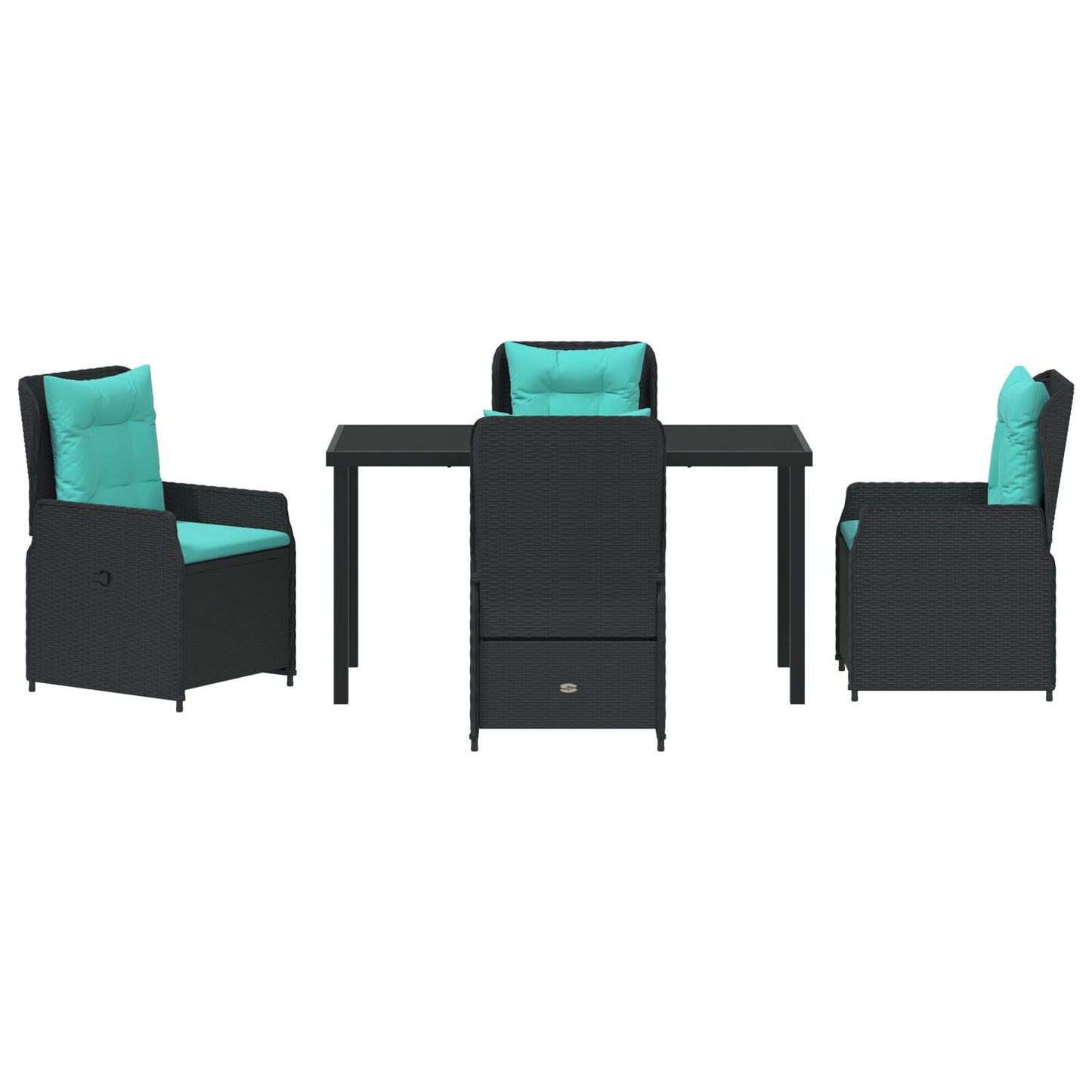 5-Delige Tuin Eetset Zwart Poly Rattan