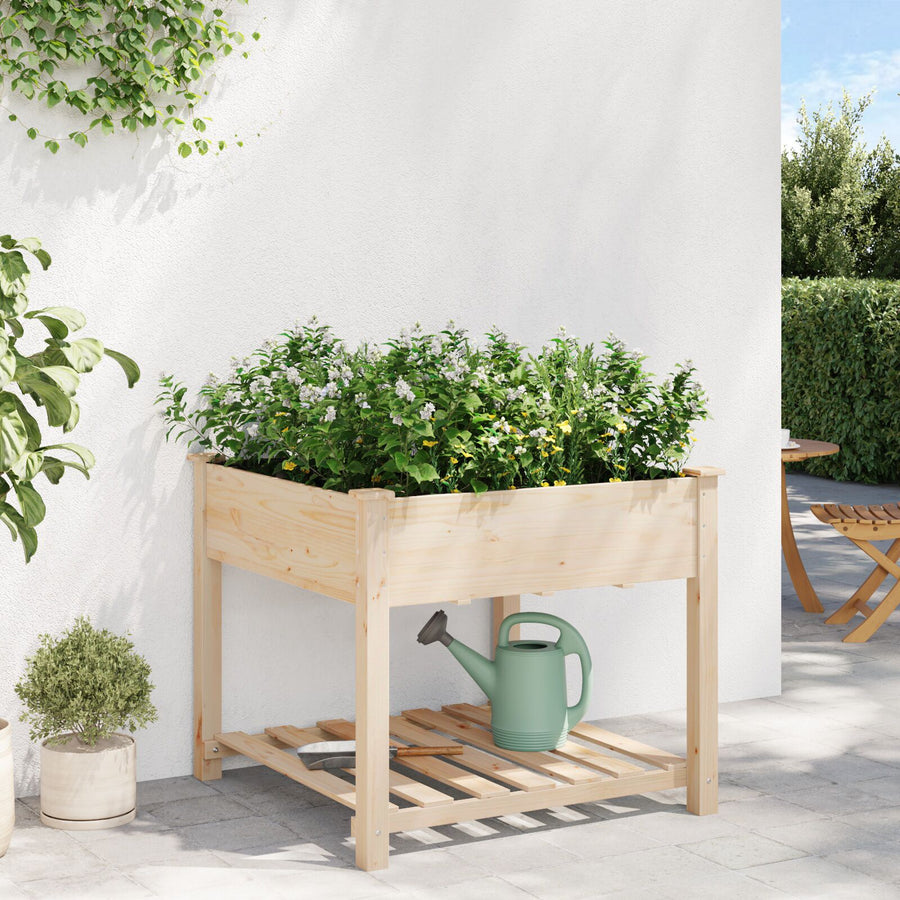 Tuinplantbak Met Rek 90X90X76 Cm Massief Vurenhout 90 x 90 x 76.5 cm