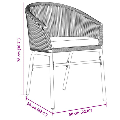 5-Delige Tuin Eetset Grijs Poly Rattan