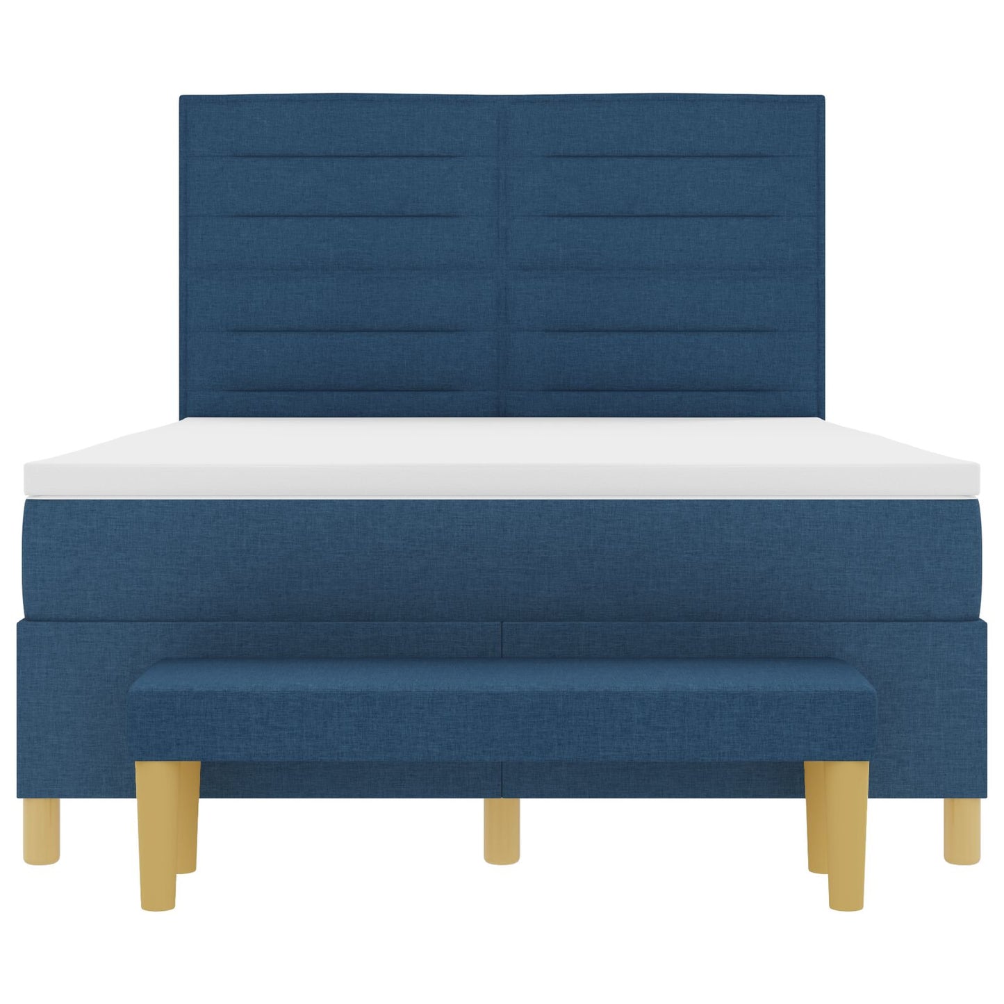 Boxspring Bed Met Matras & Bank Stof Blauw 140 x 200 cm Lijnen ontwerp