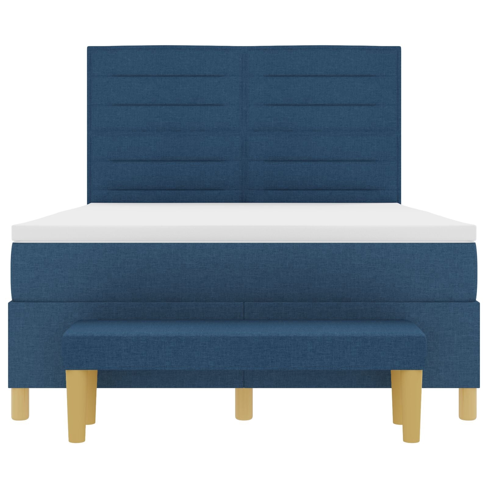 Boxspring Bed Met Matras & Bank Stof Blauw 140 x 200 cm Lijnen ontwerp
