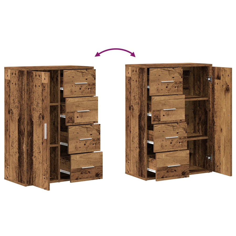 Zijtafel Set Van 2 Oud Hout Massief Hout Zijtafel Rechthoekig