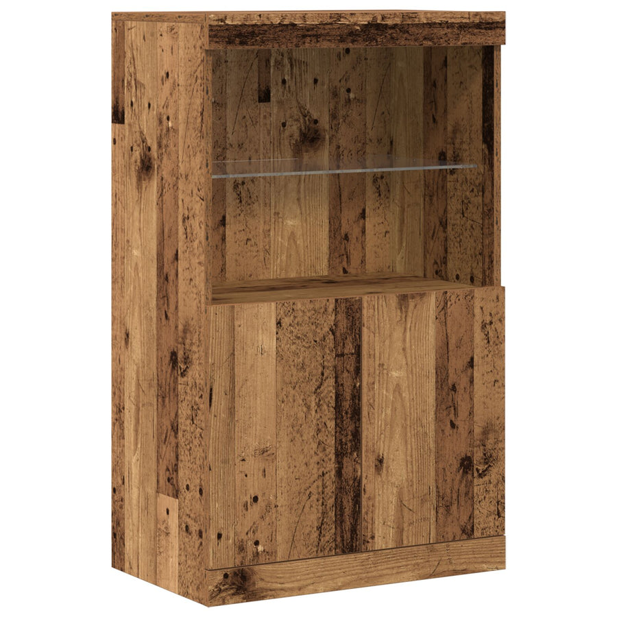 Dressoir Met Led-Verlichting Oud Hout 60X37X100 Cm Oude hout