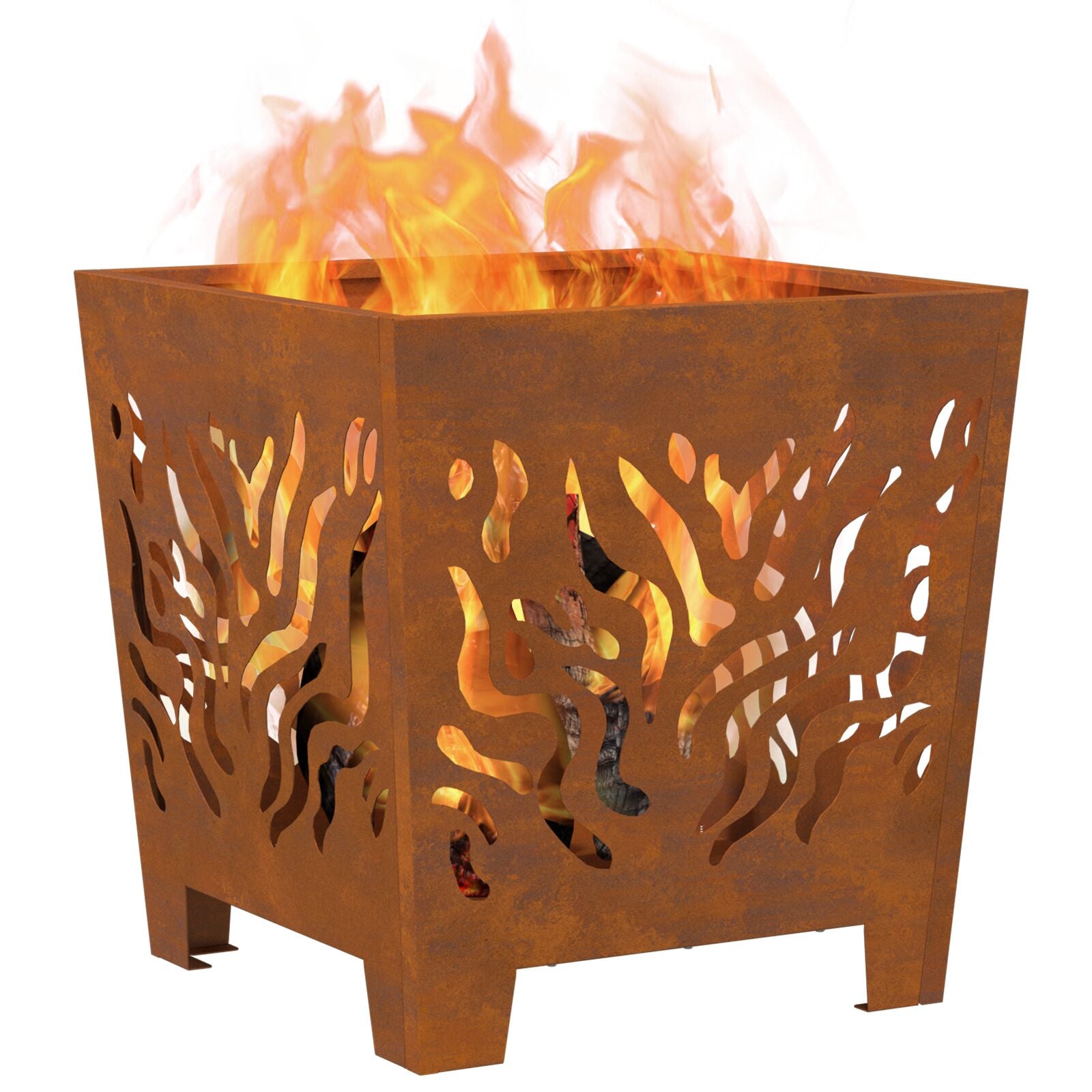 Vuurkorf Vierkant Weerbestendig Staal Verweerd staal/Bruin 40 x 40 x 40 cm