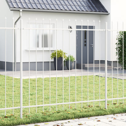 Tuinhek Met Spitse Top 13,6X1,5 M Staal Wit 1.5 m 13.6 m