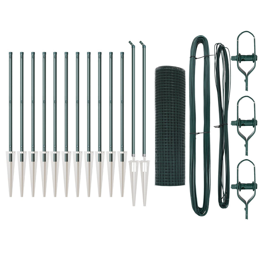 Gelaste Draad Fence Met 13 Spike Posts Groen 0.4X25 M Staal Gegalvaniseerd Staal