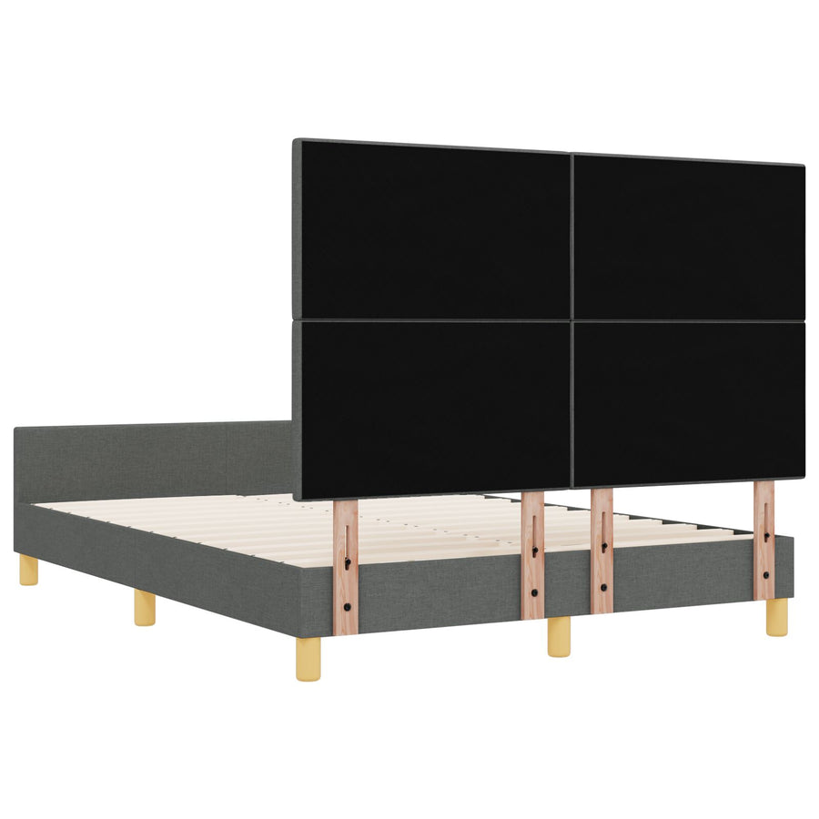 Bedframe Donkergrijs 160X200 Cm Stof Crème
