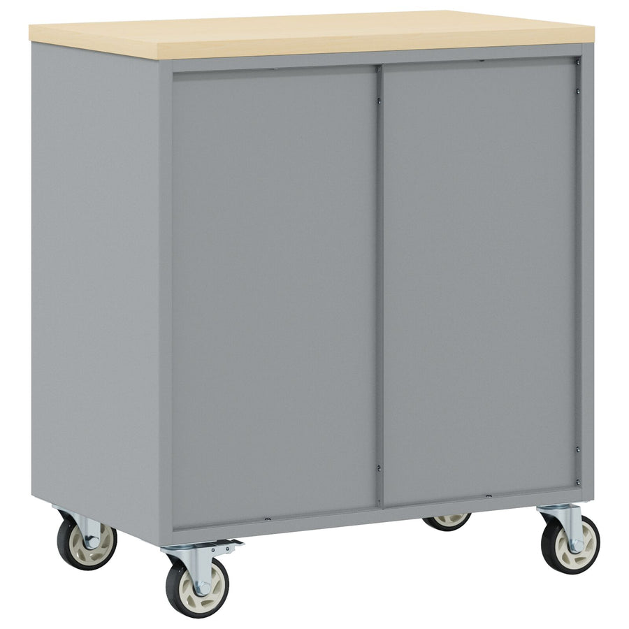 Gereedschapskast Met Wielen En Vergrendeling 75X45X85 Cm Staal Zwart en grijs met 1 schap
