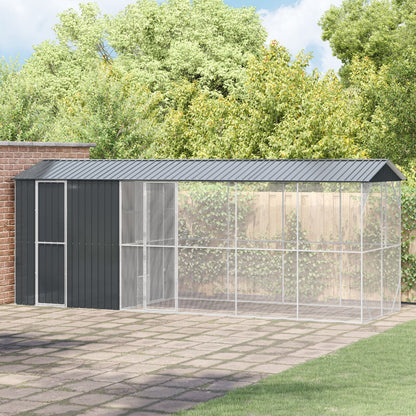 Vogelvolière Met Verlenging Antraciet 210X640X247 Cm Staal