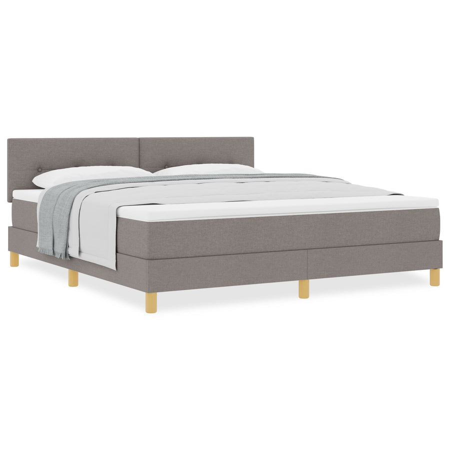 Boxspring Bed Met Matras Stof Taupe 180 x 200 cm Knoopgestikt