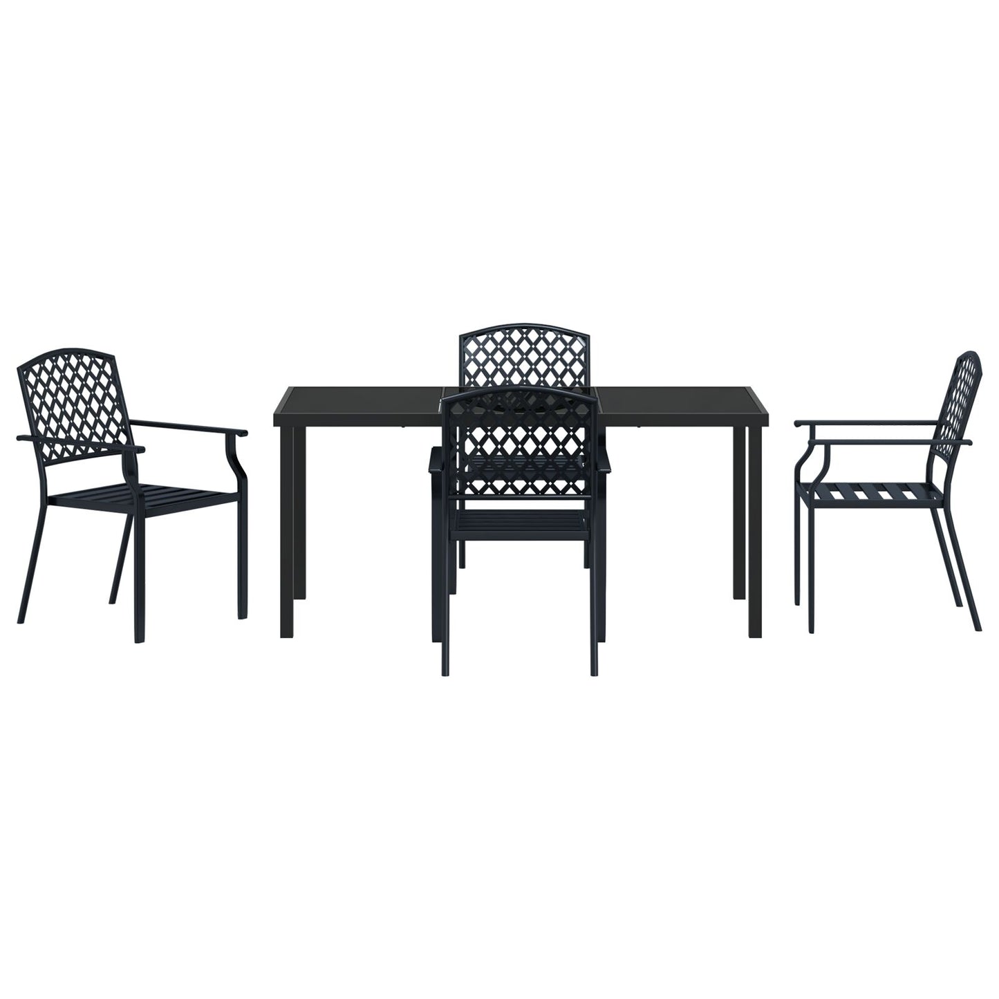 5 Delige Tuin Eetset Anthraciet Staal