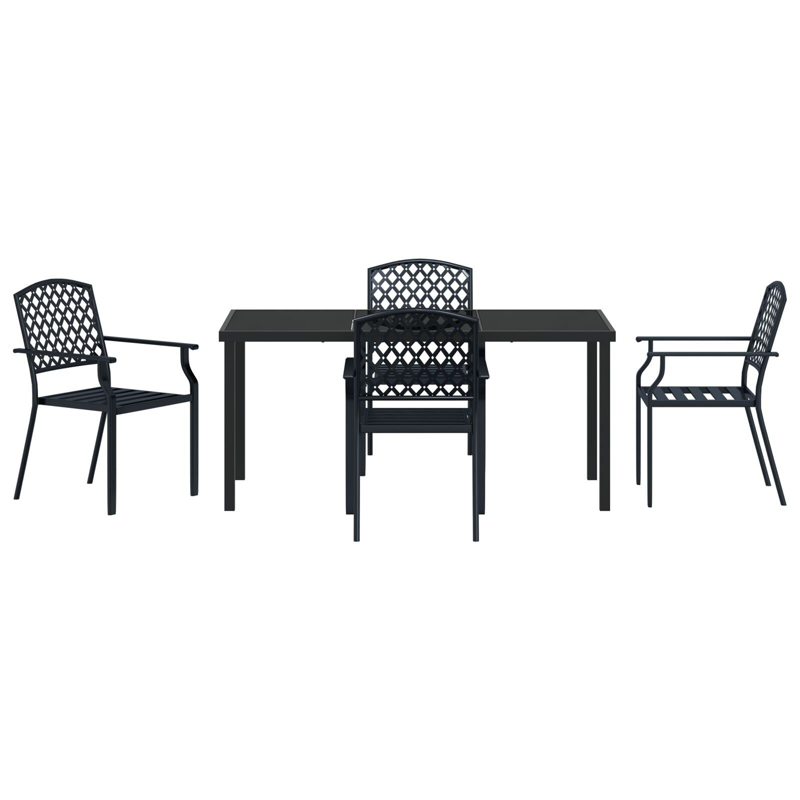 5 Delige Tuin Eetset Anthraciet Staal