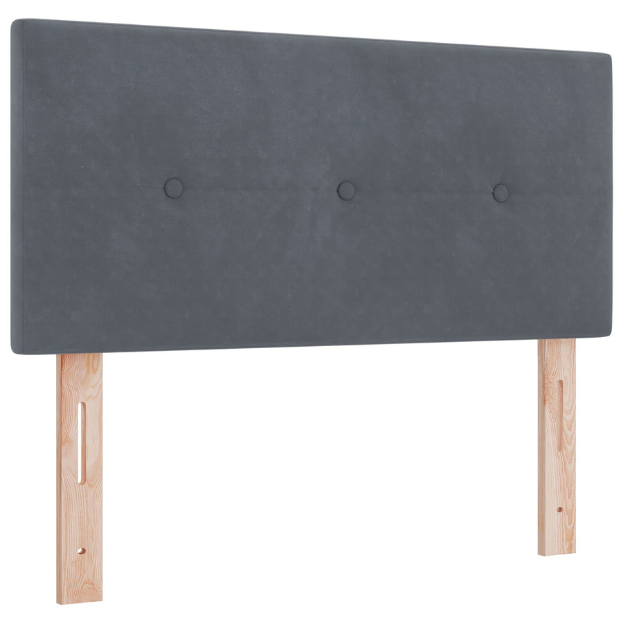 Boxspringbed Met Matras Donkergrijs Enkel Fluweel Blauw