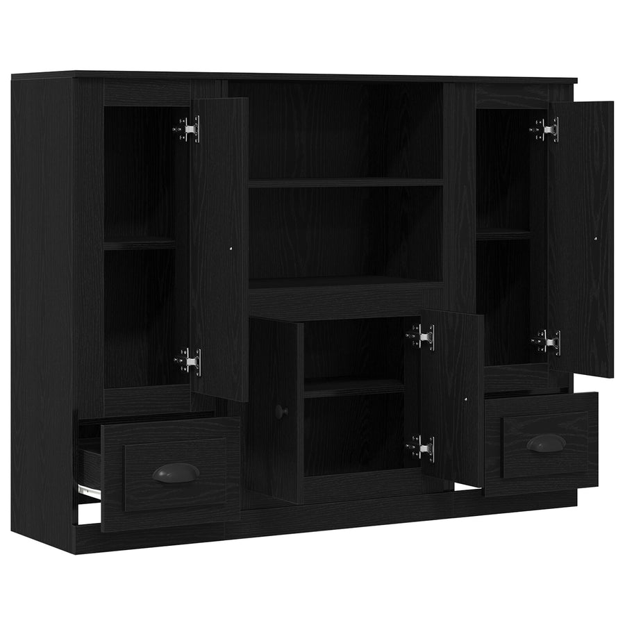 Highboard 132X35,5X103,5 Cm Gelaagd Hout Zwart eiken