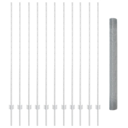 Gelast Draadhek met 22 U palen Zilver 1.6 x 25 m Staal