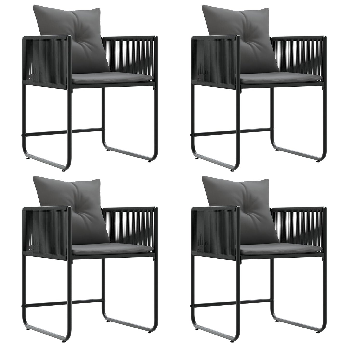 Tuinstoelen Met Kussens 4 Stuks Zwart Poly Rattan