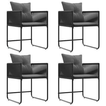 Tuinstoelen Met Kussens 4 Stuks Zwart Poly Rattan