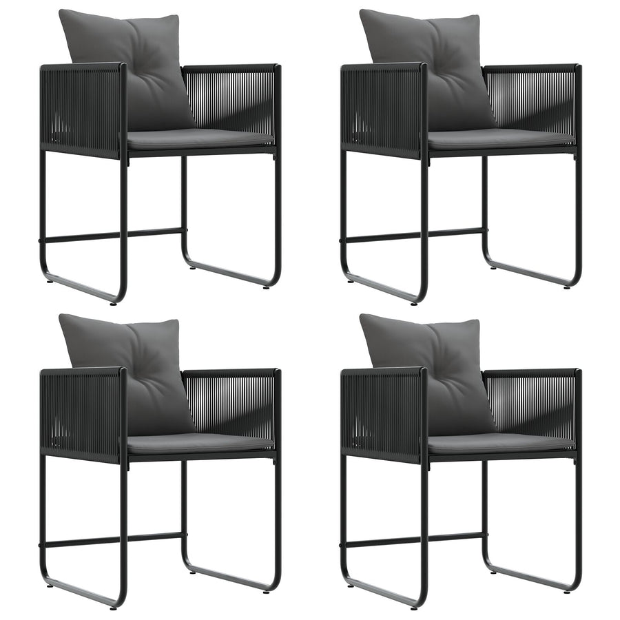 Tuinstoelen Met Kussens 4 Stuks Zwart Poly Rattan