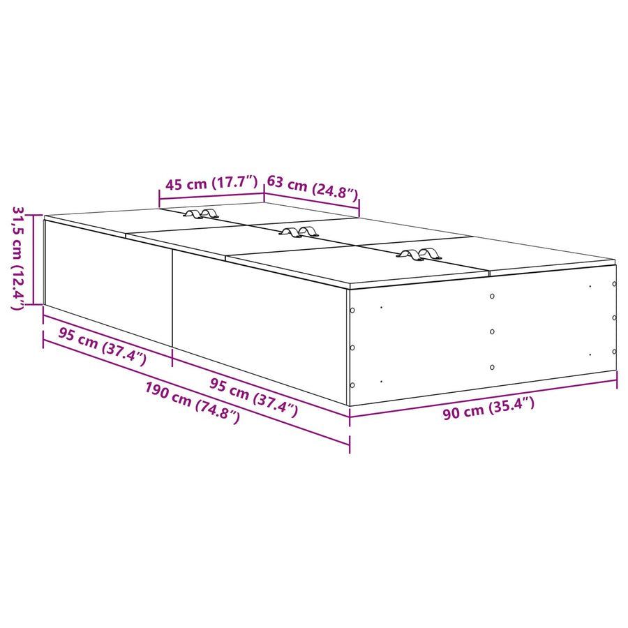 Opslag Bedframe Sonoma Eiken 90 x 190 cm