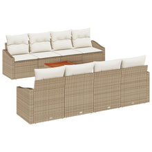 7-Delige Tuinbankset Met Kussens Beige Poly Rattan Acacia