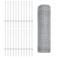 Hekpalen 11 Stuks U-Kanaal 80 Cm Gegalvaniseerd Staal,  Hexagon Hek 0,8X50 M Gegalvaniseerd Staal